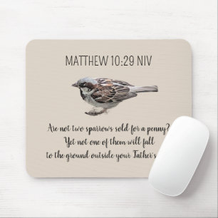 Sparrow Bird zerstört die Bibelverse Khaki Mousepad