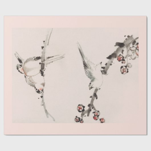 SPARROW CHERRY BLOSSOM Wrapping Paper Geschenkpapier (Flach)