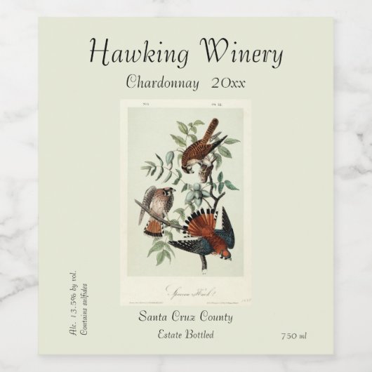 Sparrow-Falken Weinetikett (Einzelnes Label)