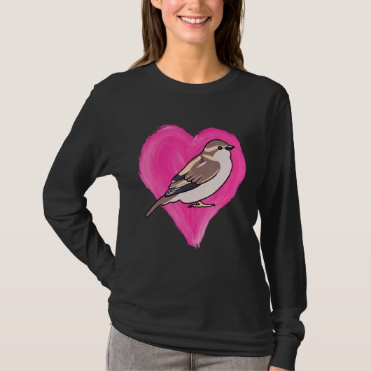 Sparrow Herzdesign Bird Liebe House Sparrow T-Shirt (Vorderseite)