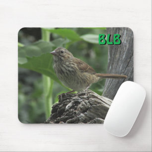 Sparrow im Weibenhaus auf Stumpf mit Ihren Initial Mousepad