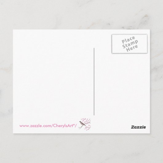 Sparrow in Cherry Blossom Tree Denken Postkarten (Rückseite)