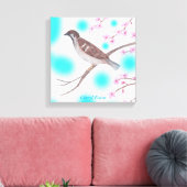 Sparrow in Cherry Blossom Tree Sky Wrapped Canvas Leinwanddruck (Insitu (Wohnzimmer))