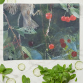 Sparrow in einem Kirschbaum, Bruno Liljefors Geschirrtuch (Gefaltet)