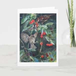 Sparrow in einem Kirschbaum, Bruno Liljefors Karte