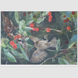 Sparrow in einem Kirschbaum, Bruno Liljefors Seidenpapier