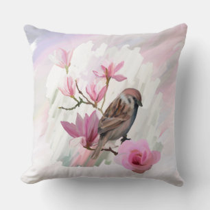 Sparrow Magolia Bloral Throw Kissen