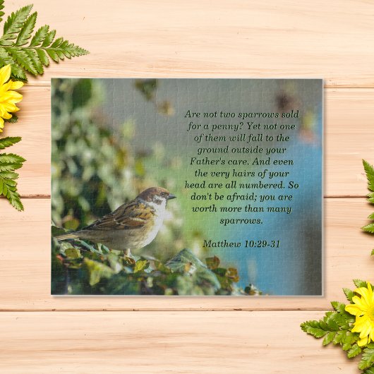 Sparrow mit Bibelverse von Matthew 10:29-31 Puzzle