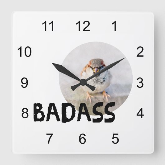 Sparrow Quadratische Wanduhr (Vorderseite)