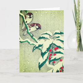 SPARROW RED BERRIES CHRISTMAS Card Karte