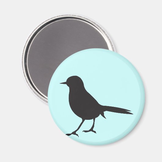 Sparrow Schwarz-Weiß-Silhouette Blau Magnet (Vorderseite/Rückseite)