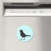 Sparrow Schwarz-Weiß-Silhouette Blau Magnet (In Situ (Geschirrspüler))