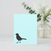 Sparrow Schwarz-Weiß-Silhouette Blau Postkarte (Stehend Vorderseite)