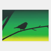 Sparrow Silhouette On Limonene Geschenkpapier Set (Vorderseite 2)