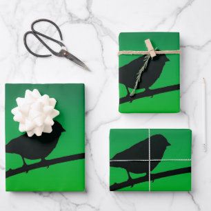 Sparrow Silhouette On Limonene Geschenkpapier Set