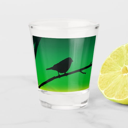 Sparrow Silhouette On Limonene Schnapsglas (Vorderseite)