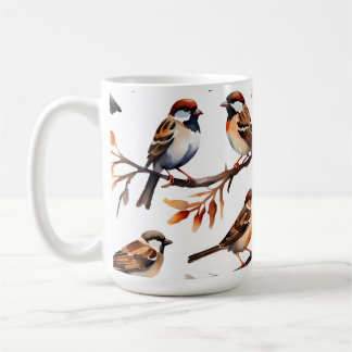 "Sparrow Soiree" Wasserfarbe Artisan Coffee Tasse