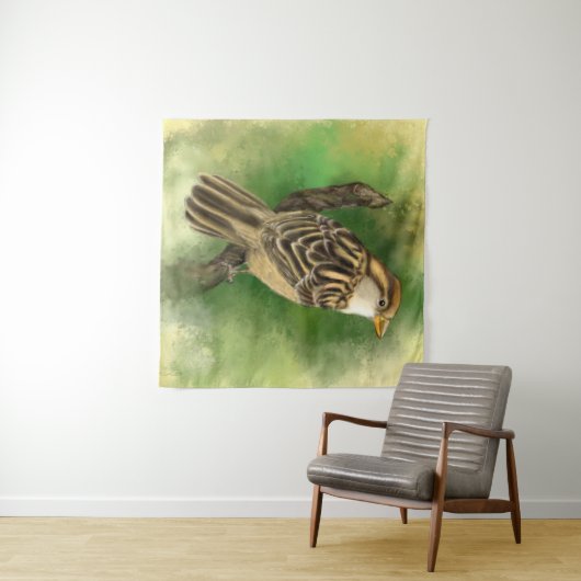 Sparrow Tapestry Little Bird - Malerei Wandteppich (Beispiel (Horizontal))