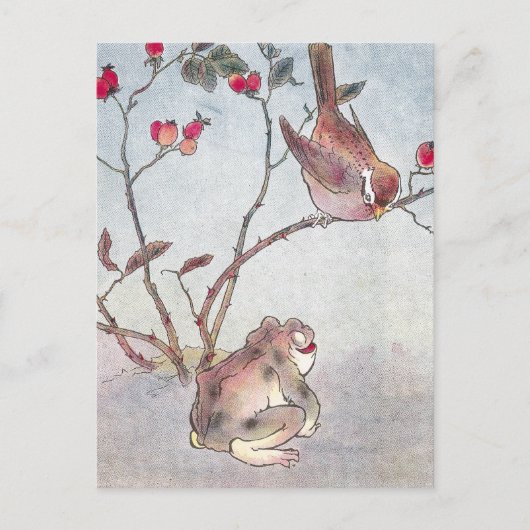Sparrow, Toad & Rose Hips Postkarte (Vorderseite)