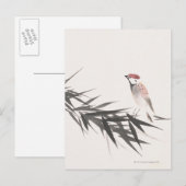 Sparrow- und Bamboo-Blätter Postkarte (Vorne/Hinten)