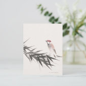 Sparrow- und Bamboo-Blätter Postkarte (Stehend Vorderseite)