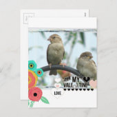 Sparrow Valentine Feiertagspostkarte (Vorne/Hinten)