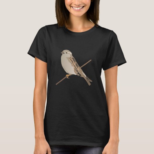 Sparrow-Vogel auf Twig T-Shirt (Vorderseite)