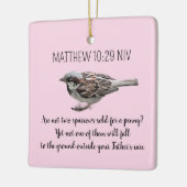 Sparrow-Vogel zerquetscht Ihre Karten Bibel Verse  Keramikornament (Links)