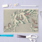 Sparrows auf Snowy Currant Bush von Ohara Koson Seidenpapier (Handwerk)