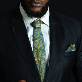 Sparrows Birds Monogram Arts and Crafts Krawatte