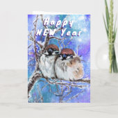 Sparrows Coupe im Winter Neujahrskarte Karte (Rückseite)