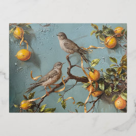 Sparrows - Foil Postcards Folien Feiertagspostkarte