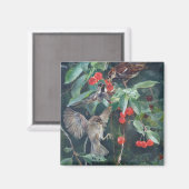 Sparrows in einem Kirschbaum, Bruno Liljefors Magnet (Vorderseite/Rückseite)