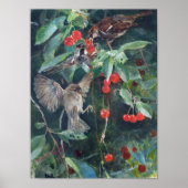 Sparrows in einem Kirschbaum, Bruno Liljefors Poster (Vorne)