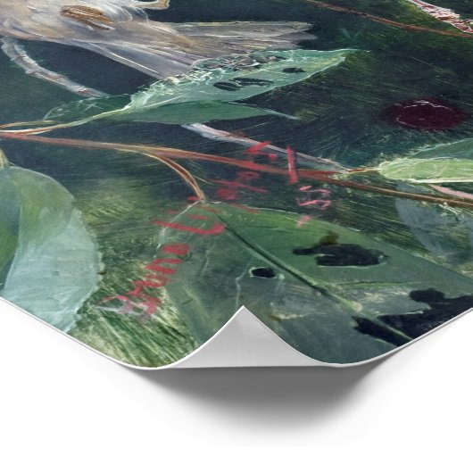 Sparrows in einem Kirschbaum, Bruno Liljefors Poster (Ecke)