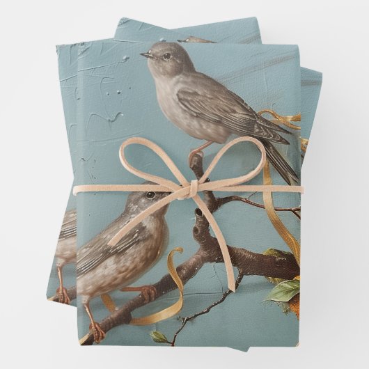Sparrows - Ölabyrinthopfpapier Geschenkpapier Set (Beispiel)