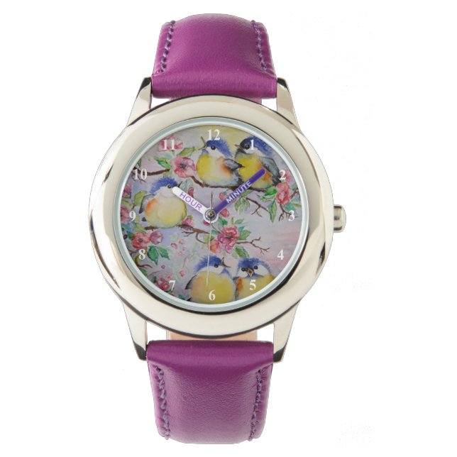 Sparrows Schöner Frühling Armbanduhr (Vorderseite)