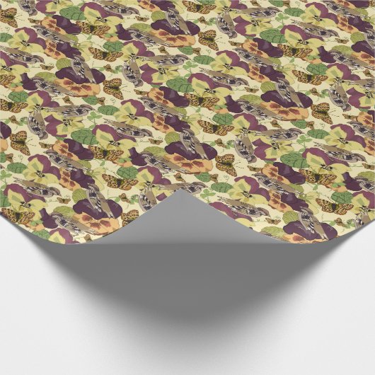 Sparrows & Stiefmütterchen - Vintag gartenInspirie Geschenkpapier (Ecke)