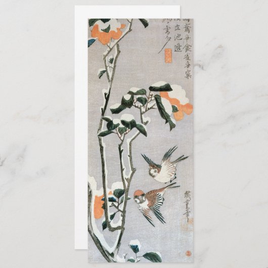Sparrows und Kamelien in Snow von Ando Hiroshige (Vorne/Hinten)