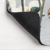 Sparrows und Kamelien in Snow von Ando Hiroshige Mousepad (Ecke)