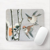 Sparrows und Kamelien in Snow von Ando Hiroshige Mousepad (Mit Mouse)