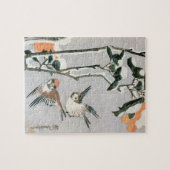 Sparrows und Kamelien in Snow von Ando Hiroshige Puzzle (Horizontal)