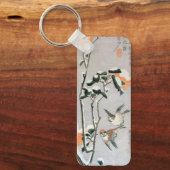 Sparrows und Kamelien in Snow von Ando Hiroshige Schlüsselanhänger (Vorderseite)