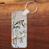 Sparrows und Kamelien in Snow von Ando Hiroshige Schlüsselanhänger (Rückseite)