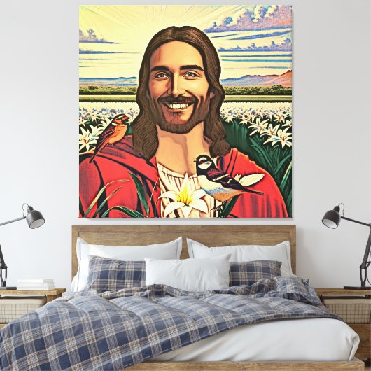 Sparrows und Lilies Leinwanddruck (Insitu (Schlafzimmer))