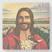 Sparrows und Lilies Steinuntersetzer (Vorderseite)