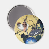 Sparrows und Morning Glory, Hiroshige Magnet (Vorderseite/Rückseite)