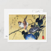 Sparrows und Morning Glory, Hiroshige Postkarte (Vorne/Hinten)