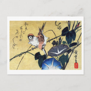 Sparrows und Morning Glory, Hiroshige Postkarte