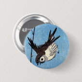 Sparrows und Wilde Rose, Hiroshige Button (Vorne & Hinten)